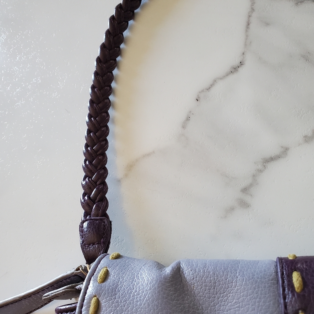 Purple & White Purse with stitching accents CUTE - Picture 4 of 16